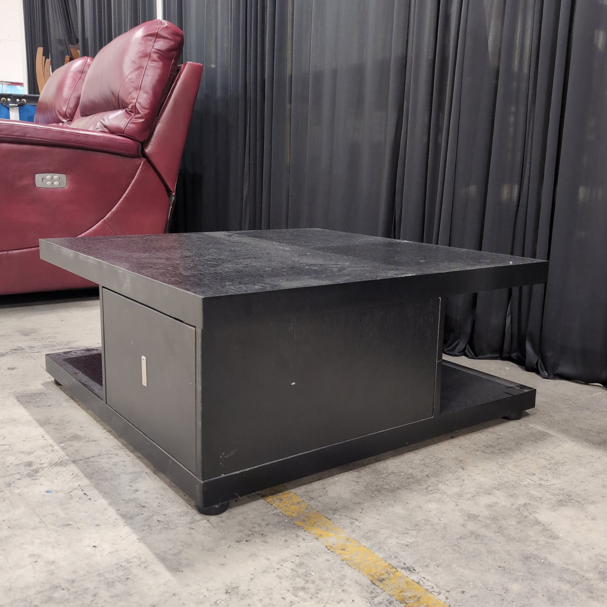 Dark Textured Wood Look Coffee Table with Drawers