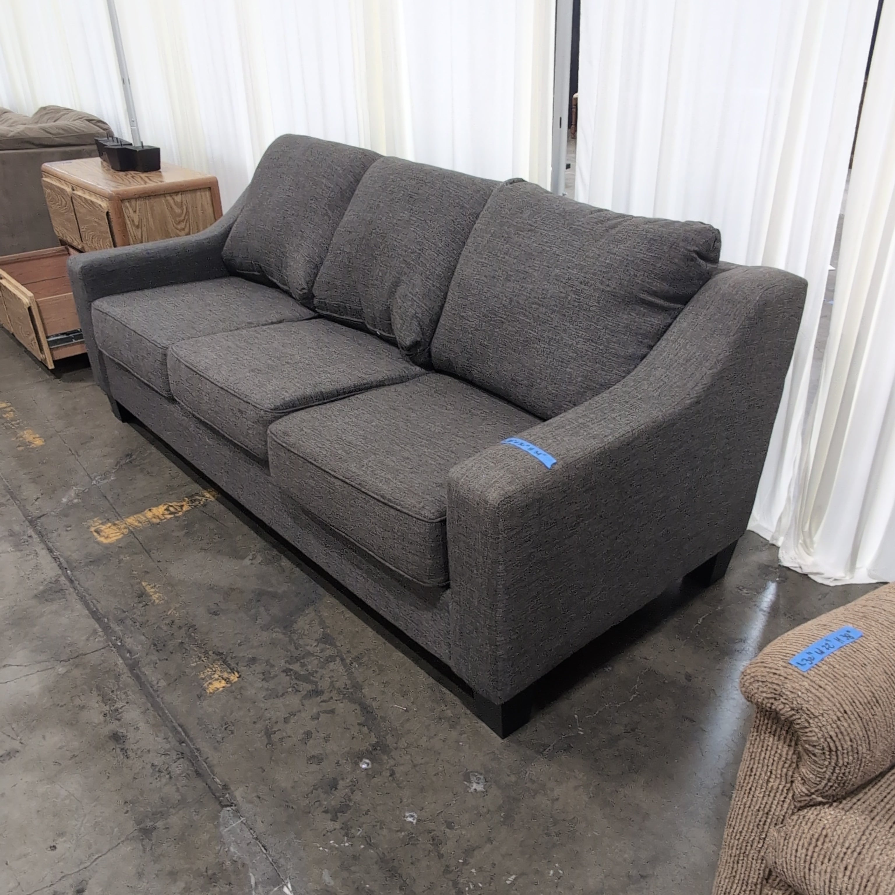 Dark Grey Fabric Track Arm Couch