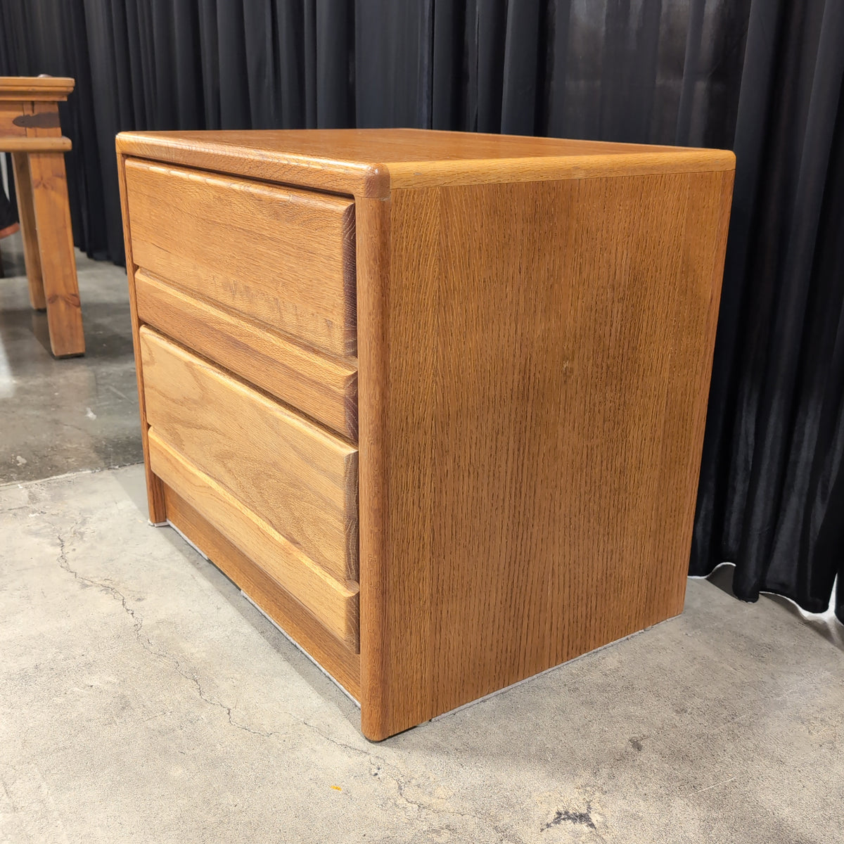 Natural Wood Two-Drawer Nightstand