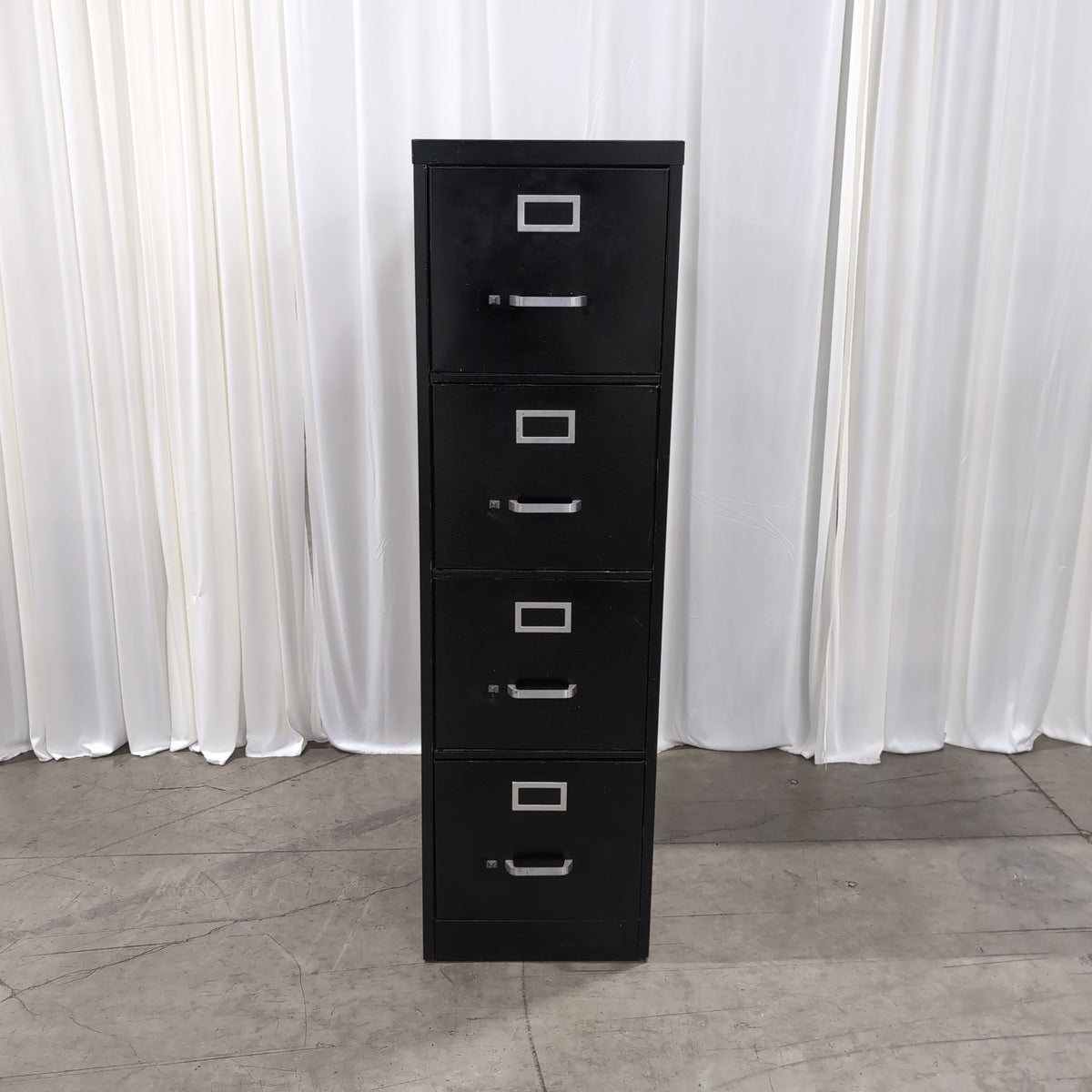 Black Four-Drawer Metal Filing Cabinet