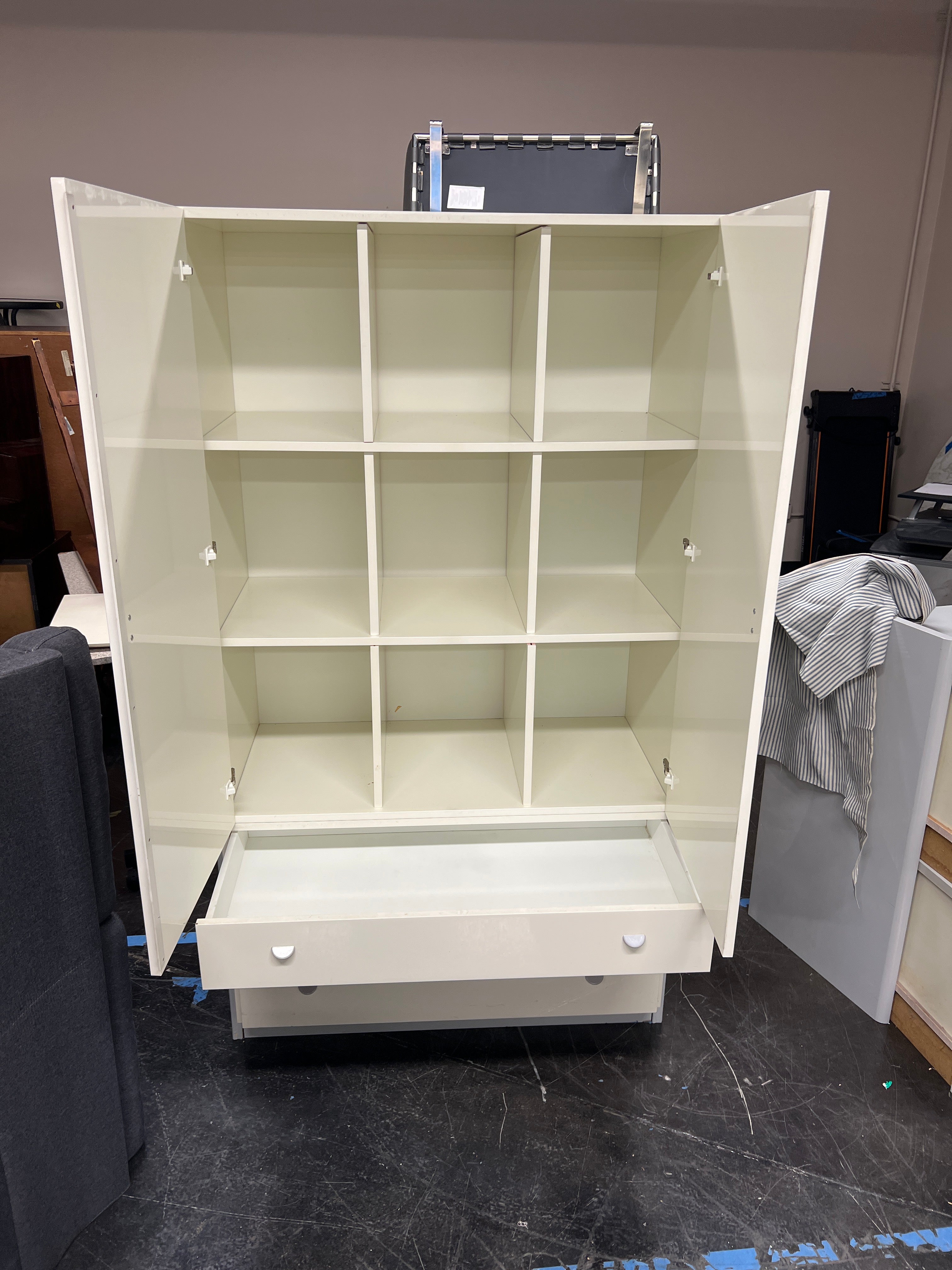 Modern White Wardrobe with Three Drawers
