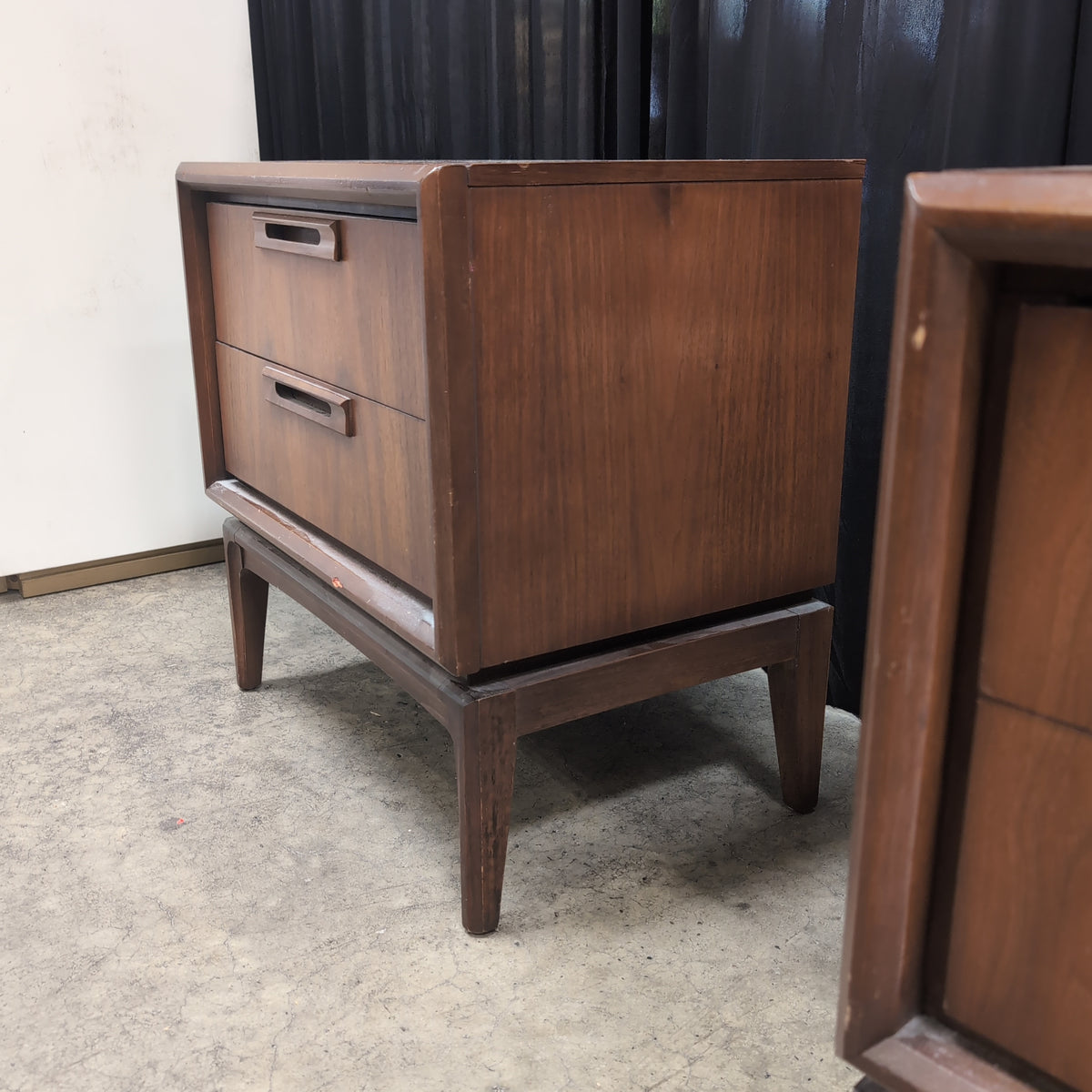 Mid-Century Modern Two-Drawer Nightstand with Integrated Pulls