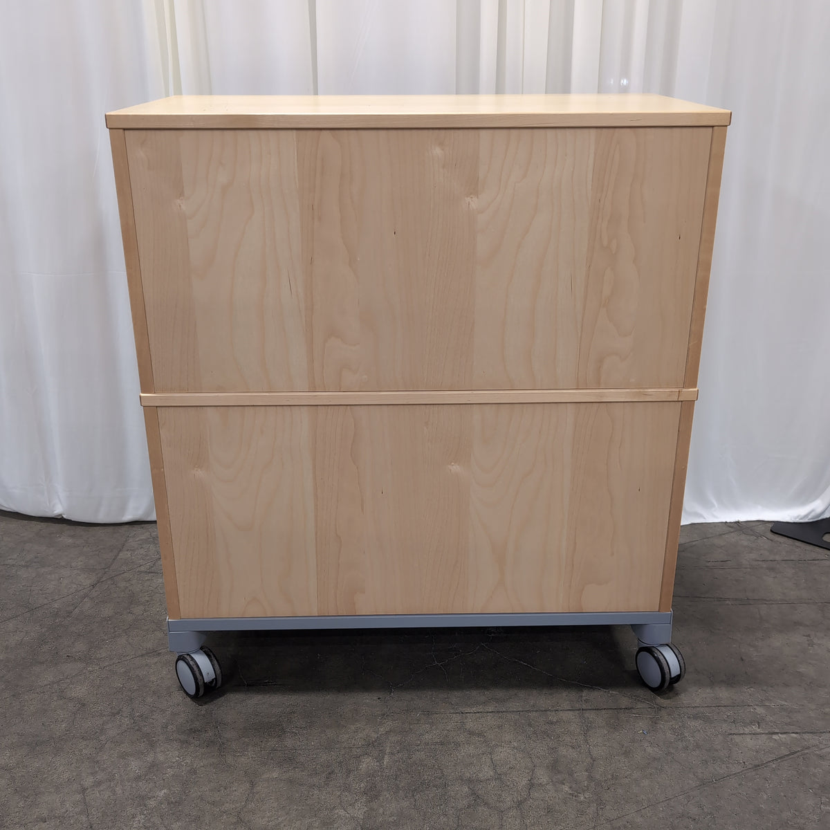 Light Wood Two-Drawer Filing Cabinet with Casters