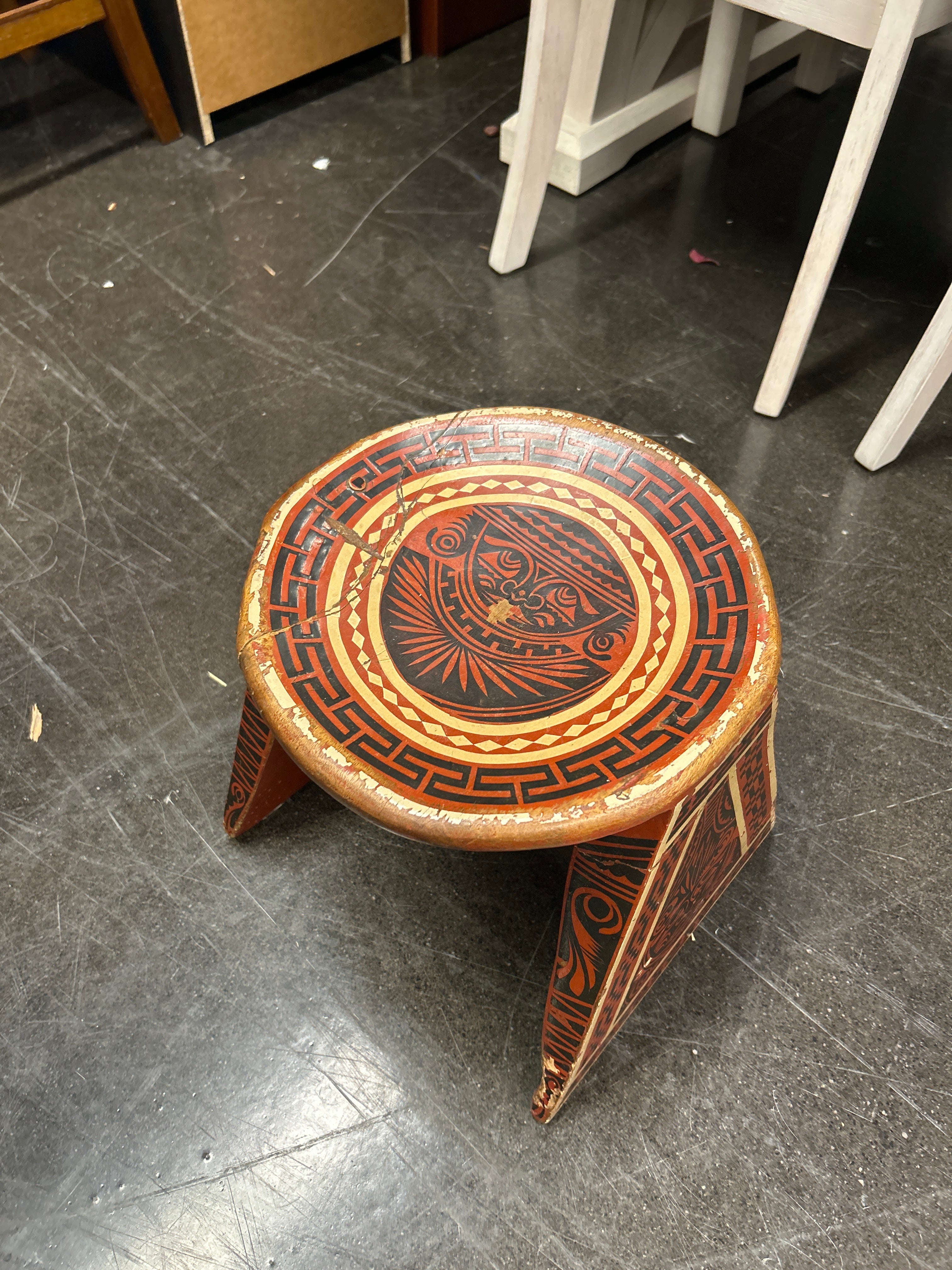 Aztec Inspired Design  Stool Plant Stand