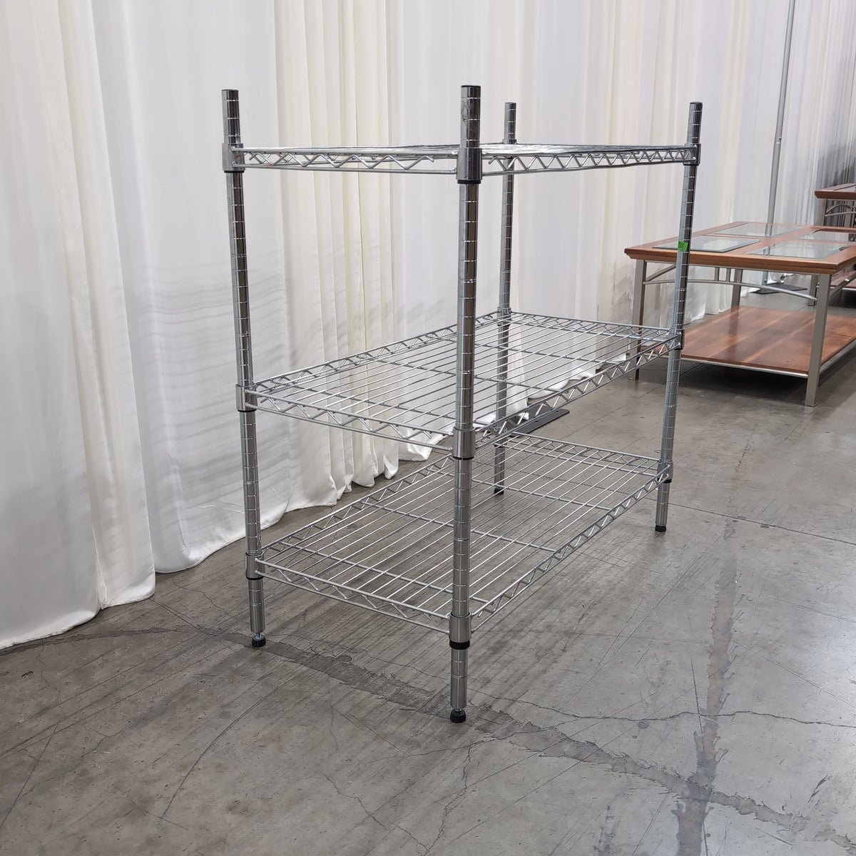 Three-Tier Chrome Wire Shelving Unit