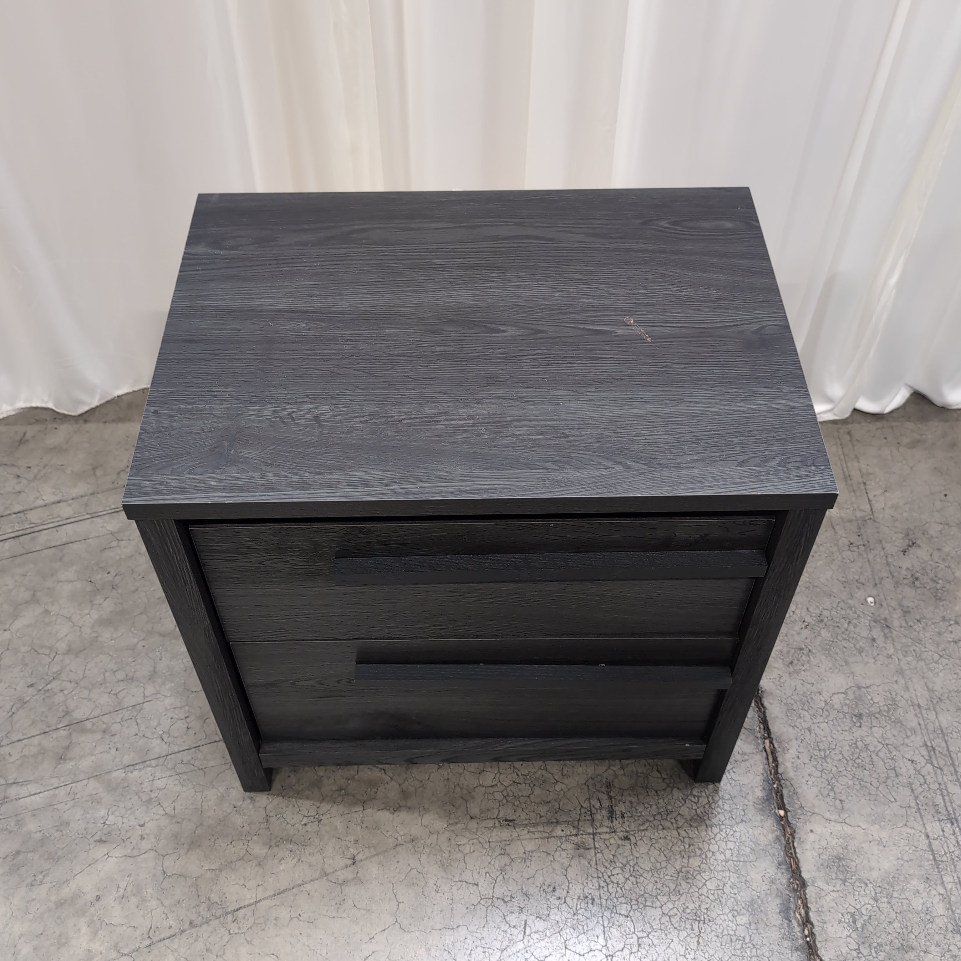 Dark Grey Wood Grain Two-Drawer Nightstand