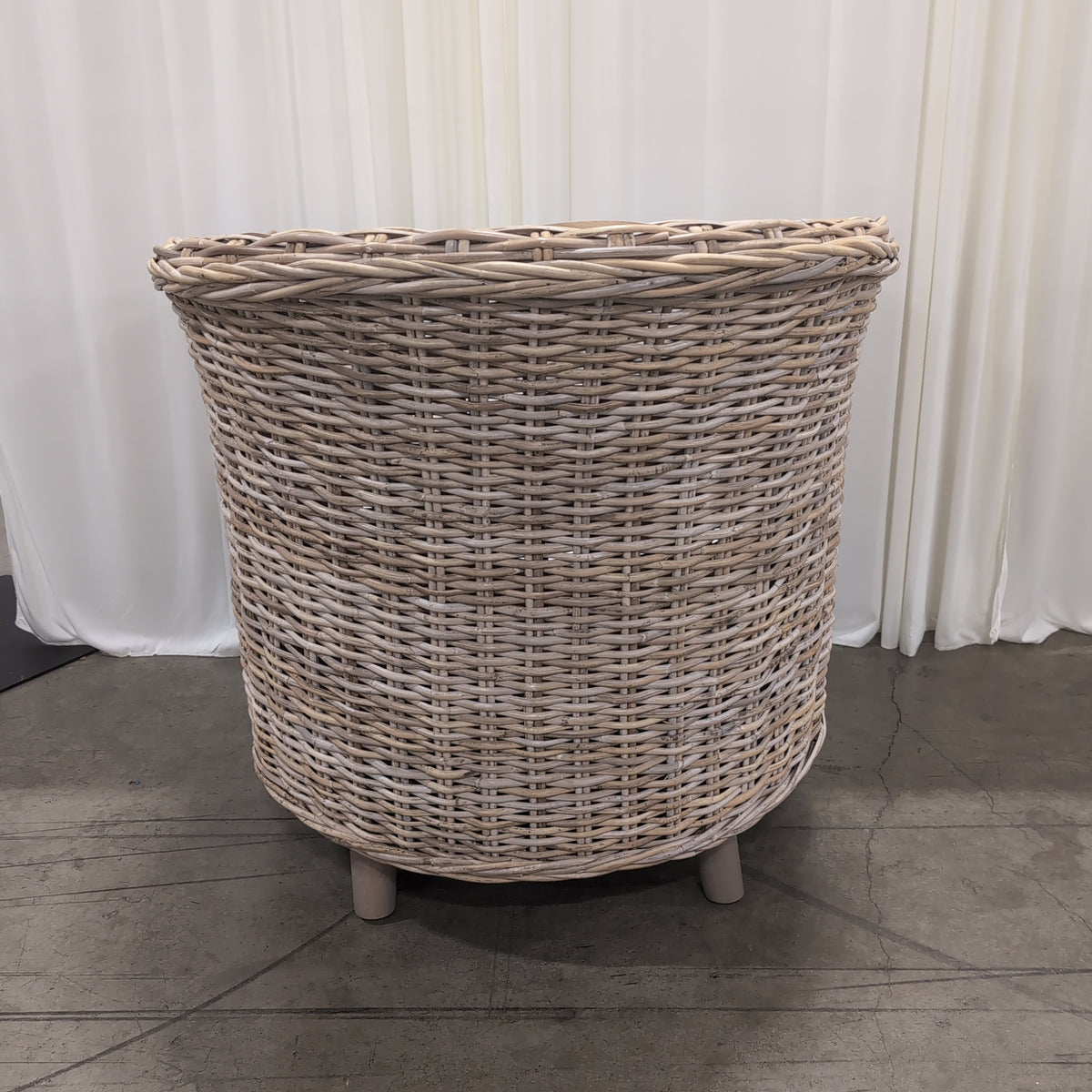 JOUR Natural Wicker Barrel Chair with Cream Cushion