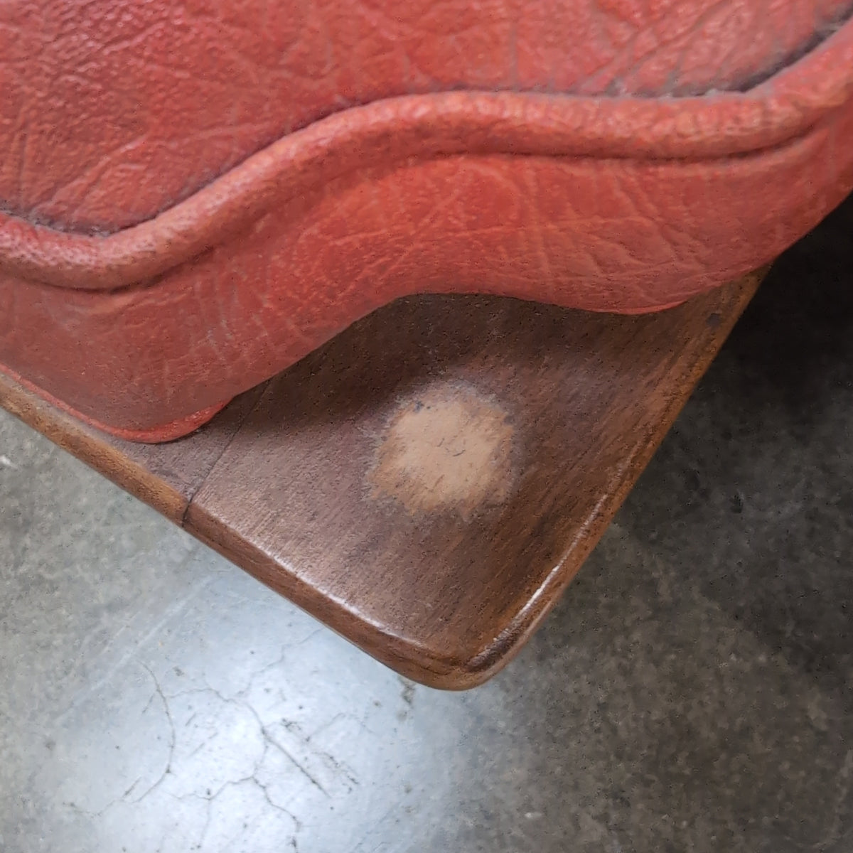 Orange Upholstered Wood Ottoman with Turned Legs