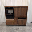 Oak Hardwood TV Stand with Smoked Glass Doors
