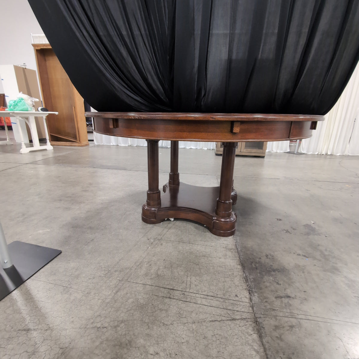 Traditional Brown Wood Round Dining Table