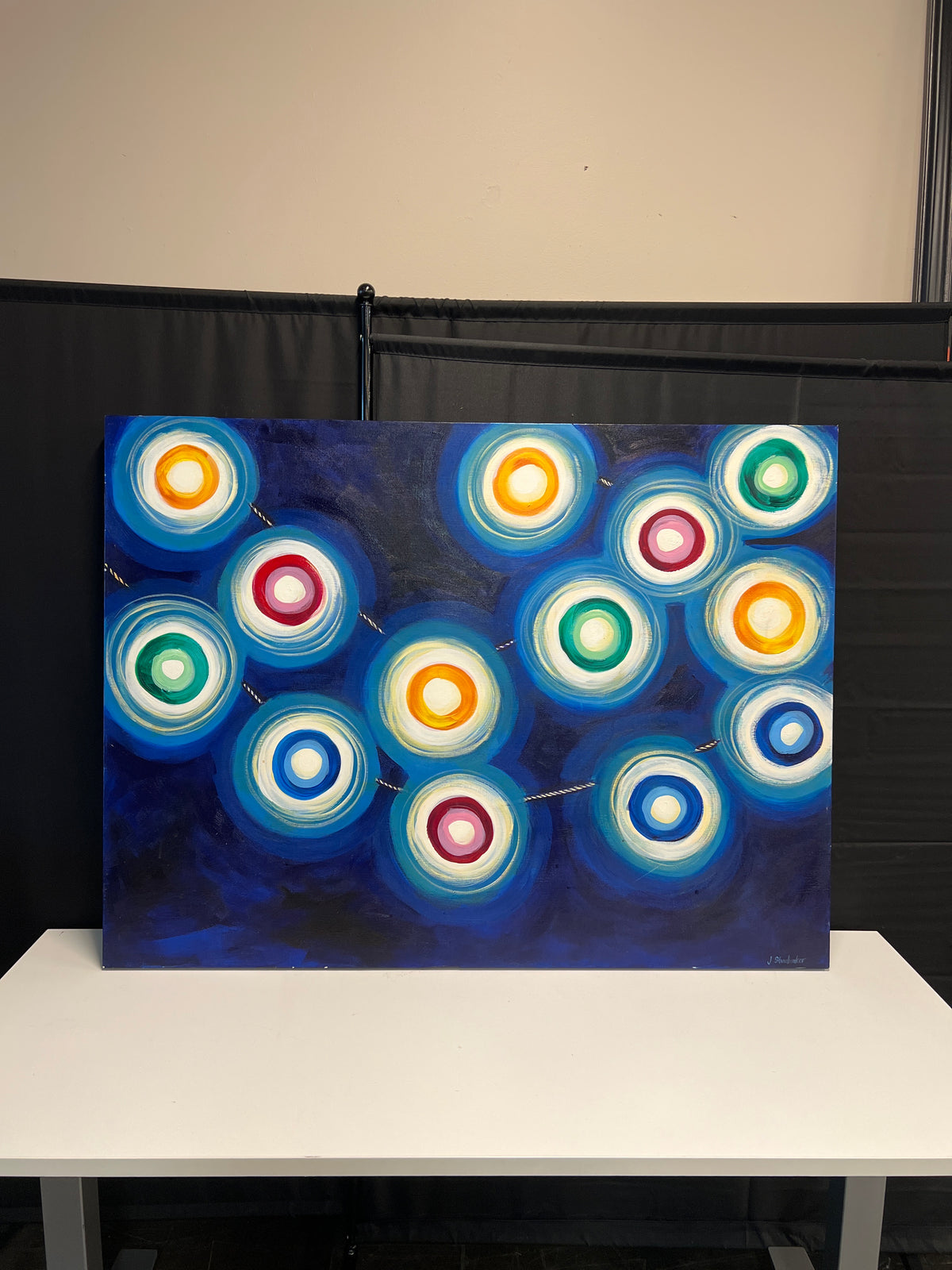 Vibrant Abstract Canvas Art with Concentric Circles