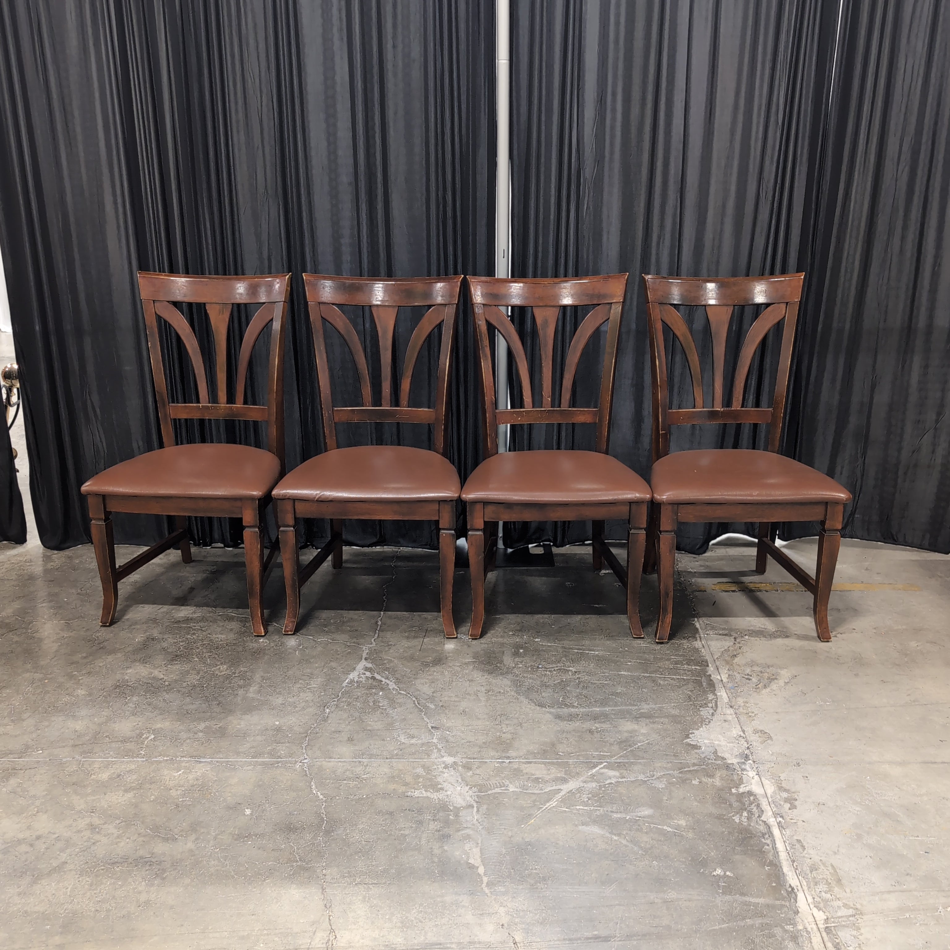 Dark Wood Dining Chair with Curved Back