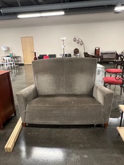 Sofa: Love Seat, Tall Backrest - Gray Velvet