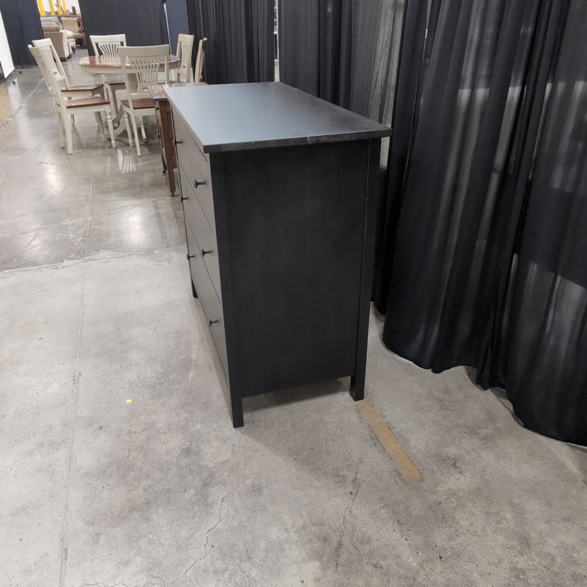 Dark Grey Three-Drawer Dresser with Simple Knobs