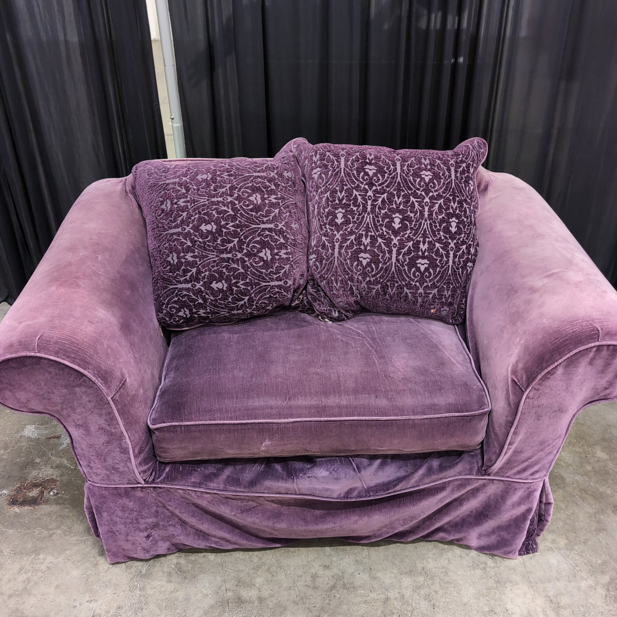 Plush Mauve Rolled Arm Armchair in Velvet