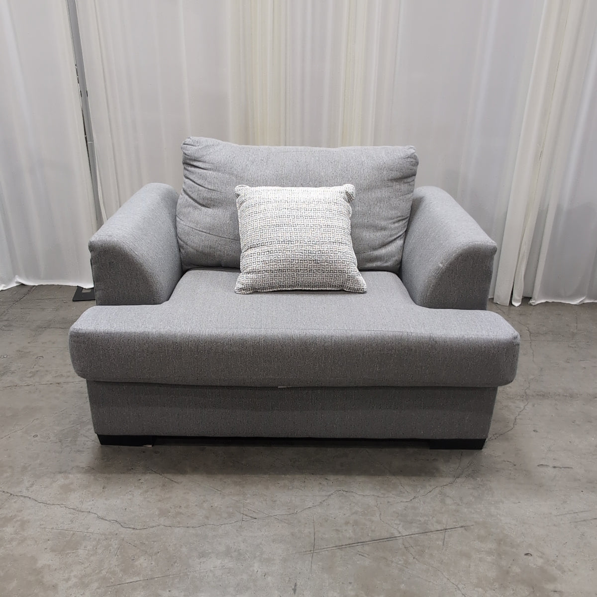 Modern Light Grey Fabric Loveseat with Track Arms