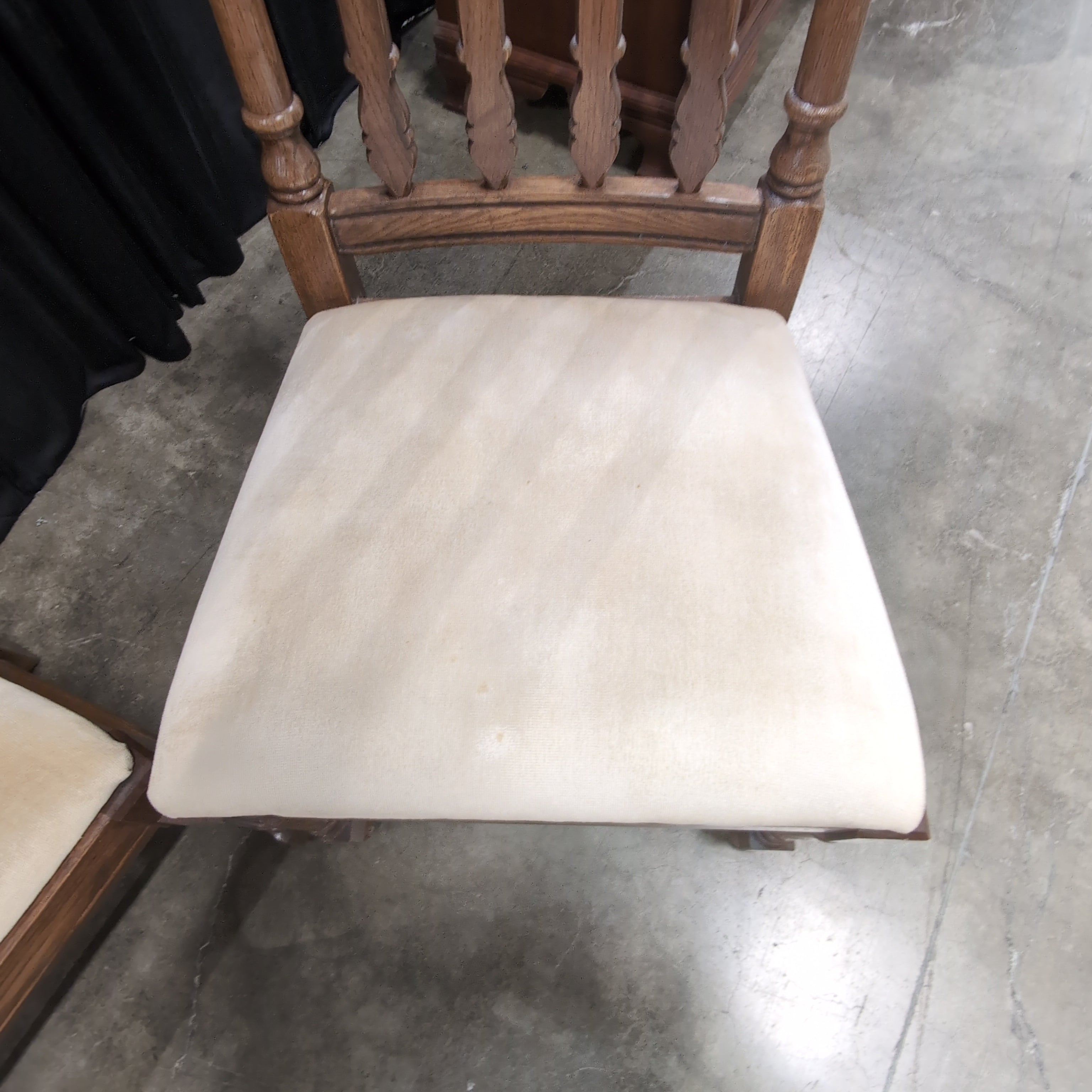 Traditional Brown Wood Dining Chairs with Beige Upholstery