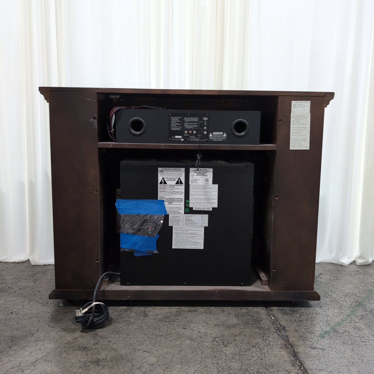 Dark Wood Electric Fireplace TV Stand with Top Controls