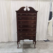 Queen Anne Style Dark Wood Tall Dresser with Cabriole Legs