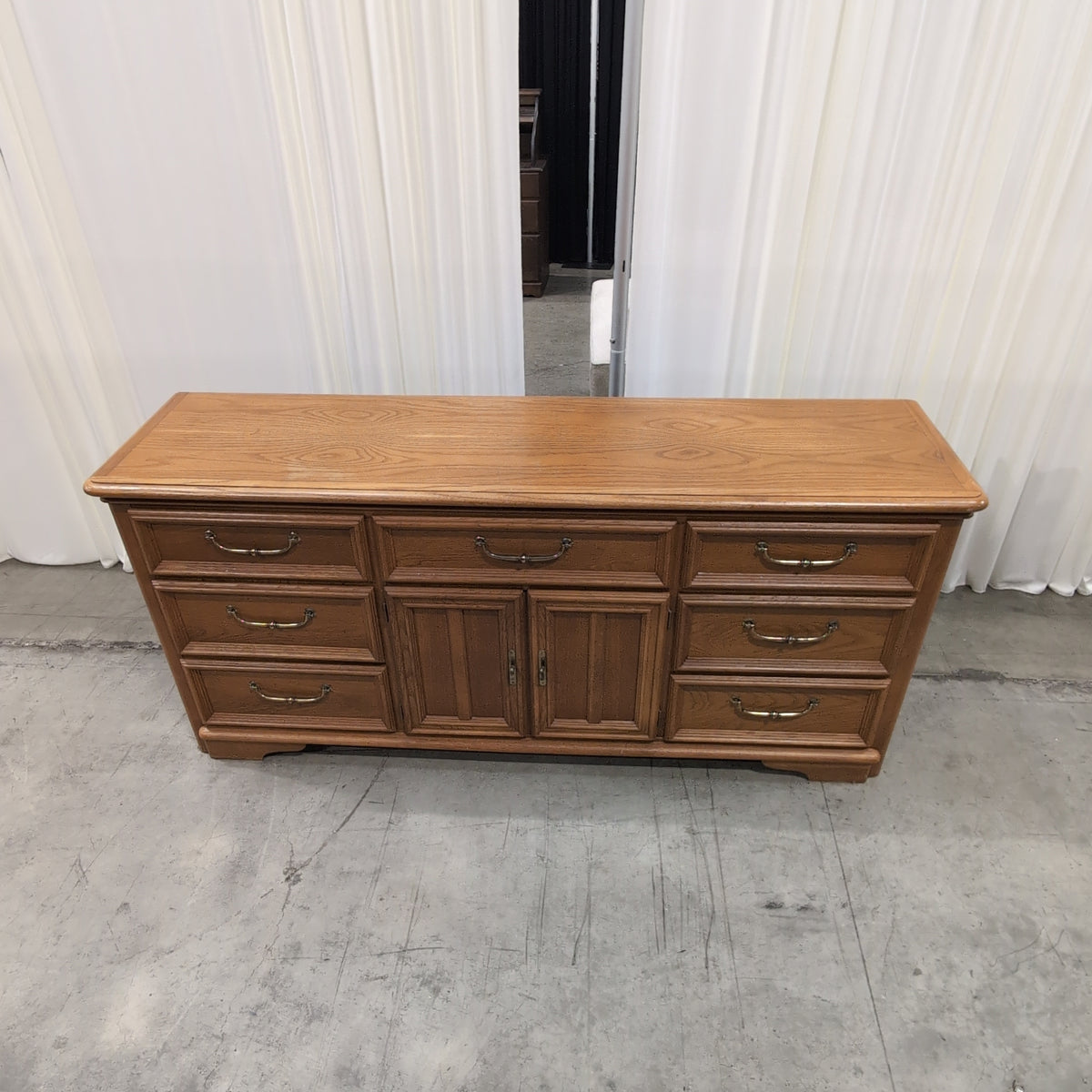 Traditional Wood Dresser with Center Cabinet Doors