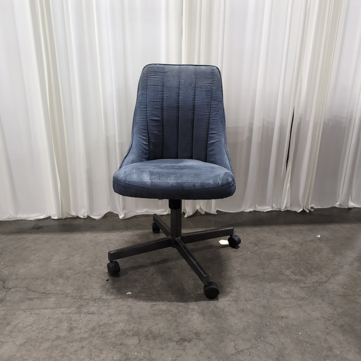 Chromcraft Corp. Charcoal Velvet Swivel Office Chair with Channel Tufting