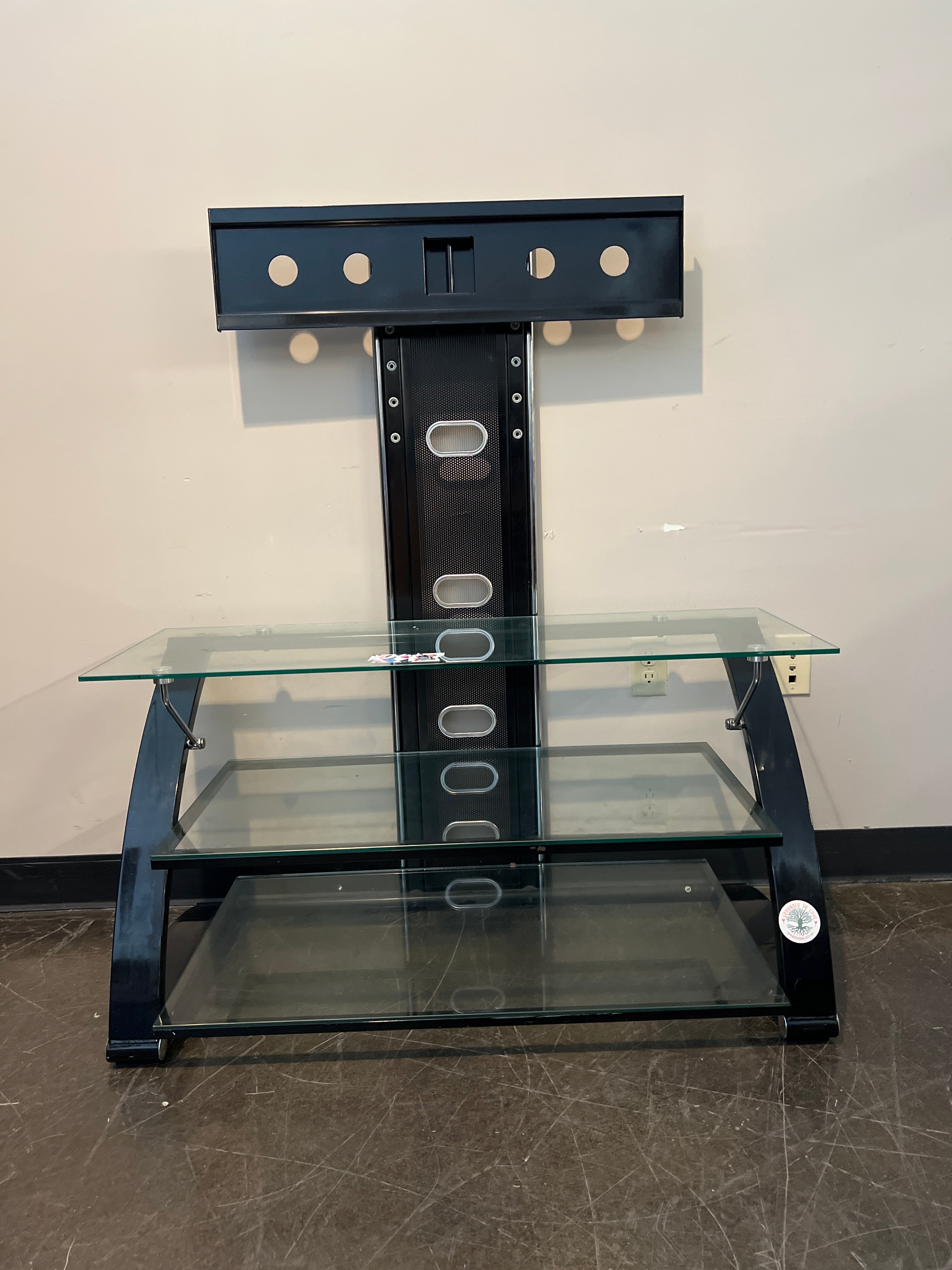 Glass TV Stand with Mount and Shelves