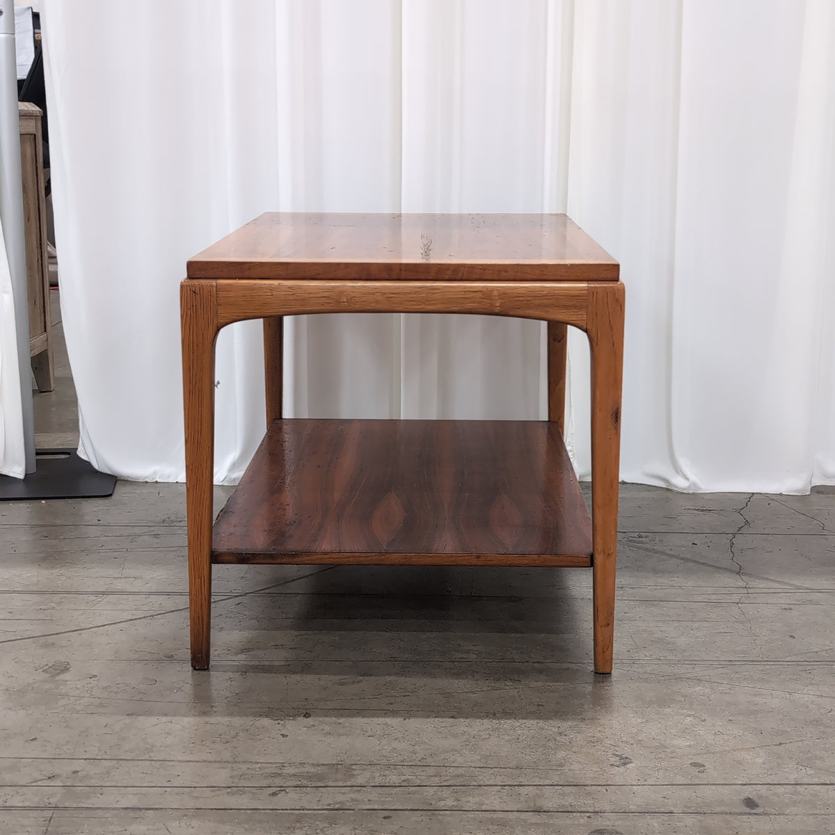 Brown Wood Two-Tier End Table