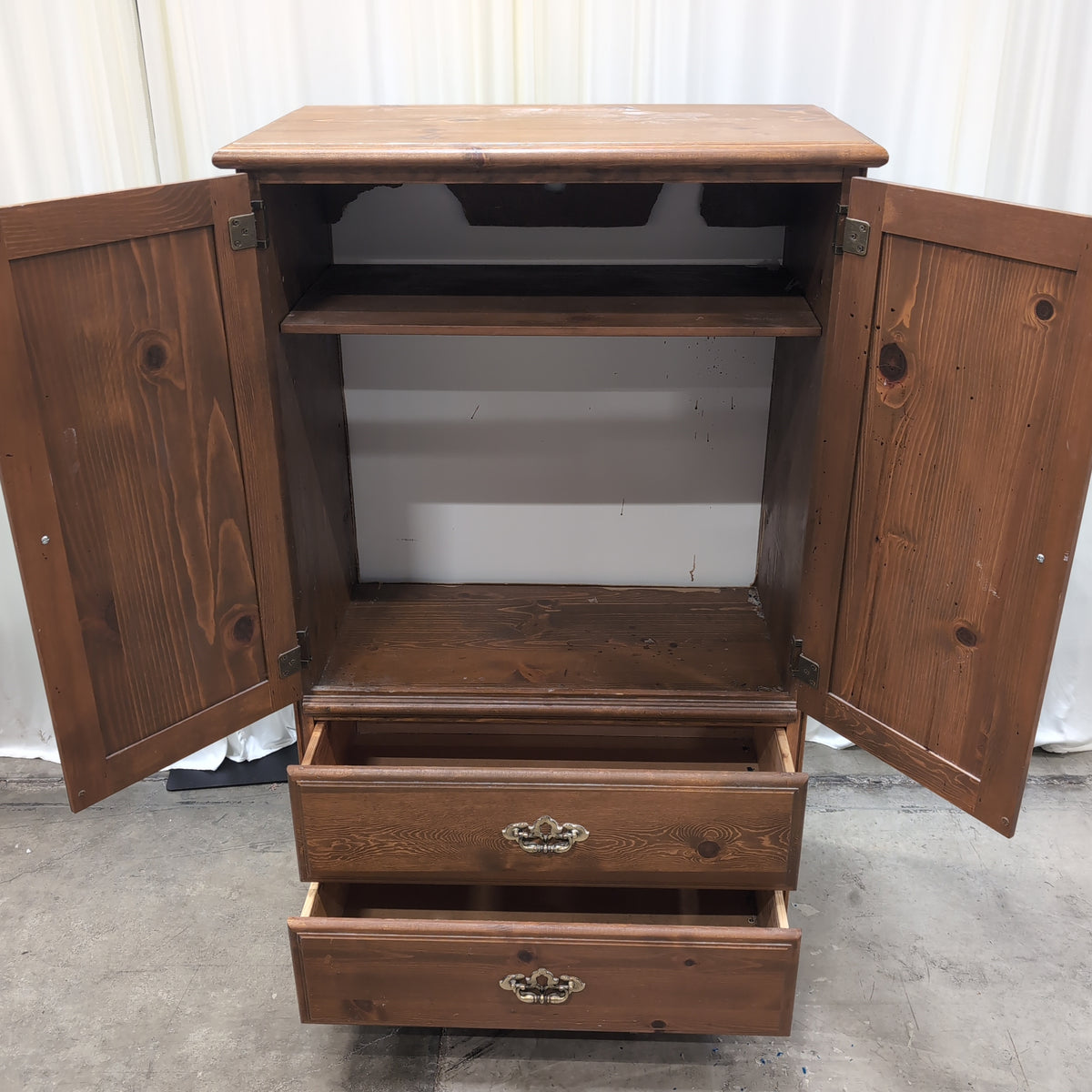 Rustic Pine Wood Small Armoire
