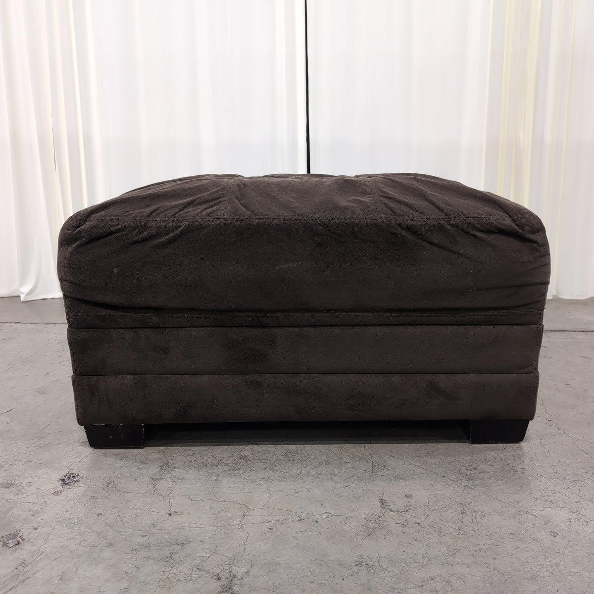 Brown Microsuede Square Ottoman