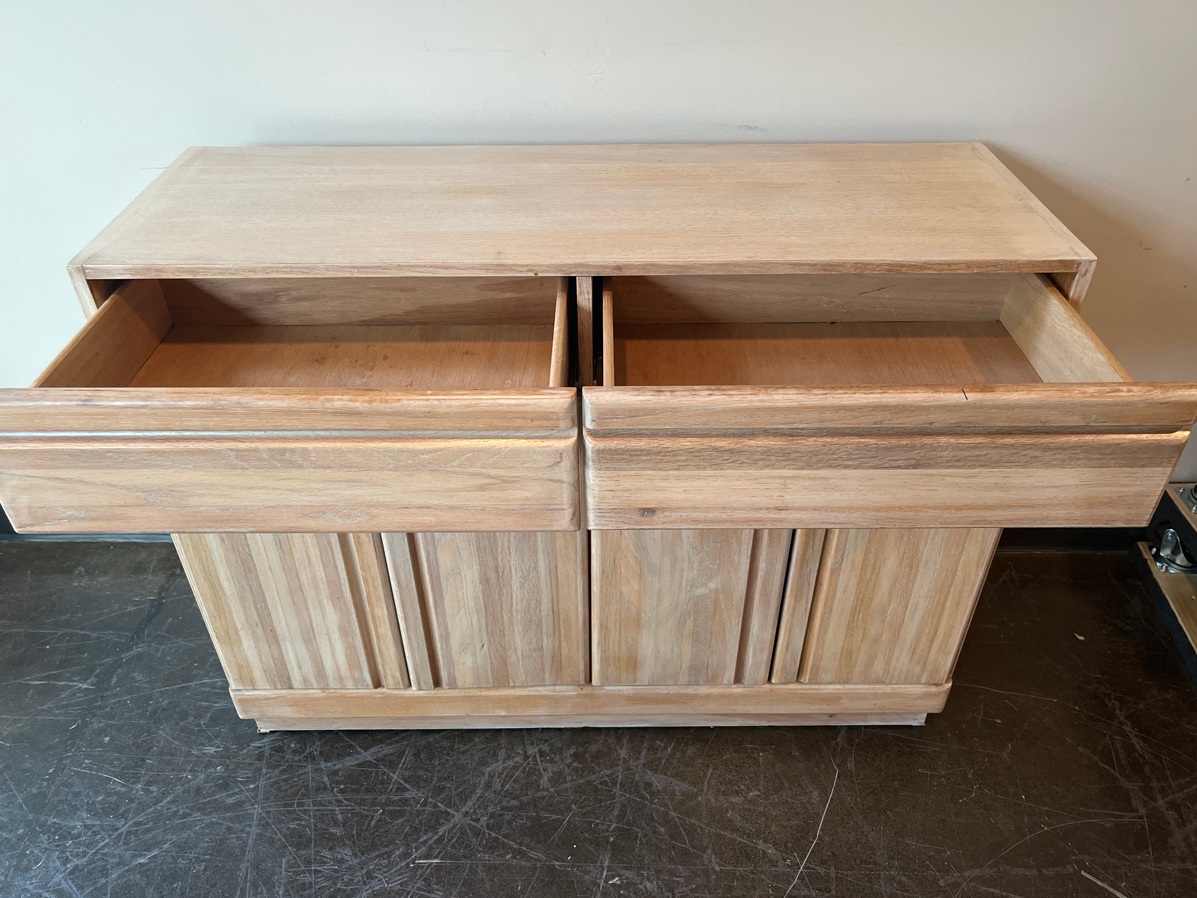 Light Wood Storage Side Board Cabinet with Two Drawers and Shelving - Could Double as Dresser