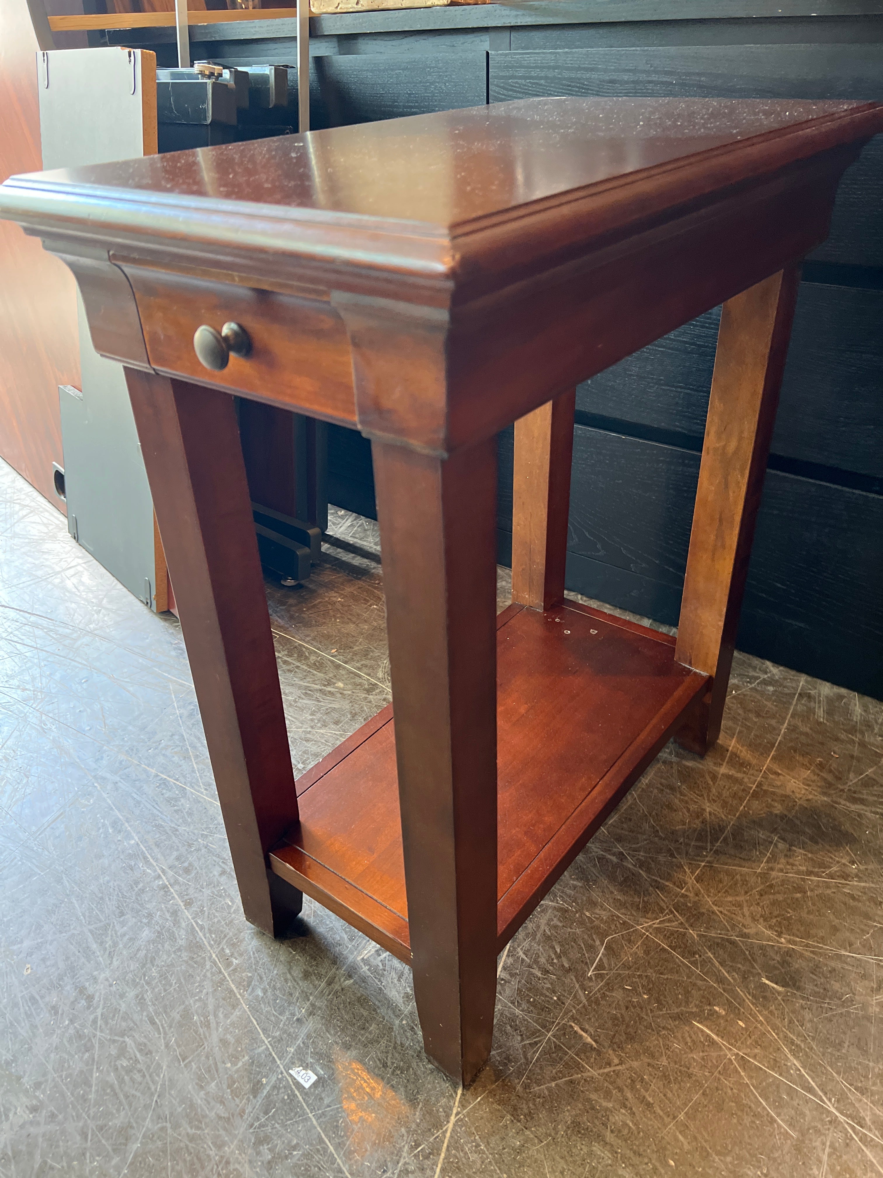 Cherry Wood Narrow Side Table with Drawer