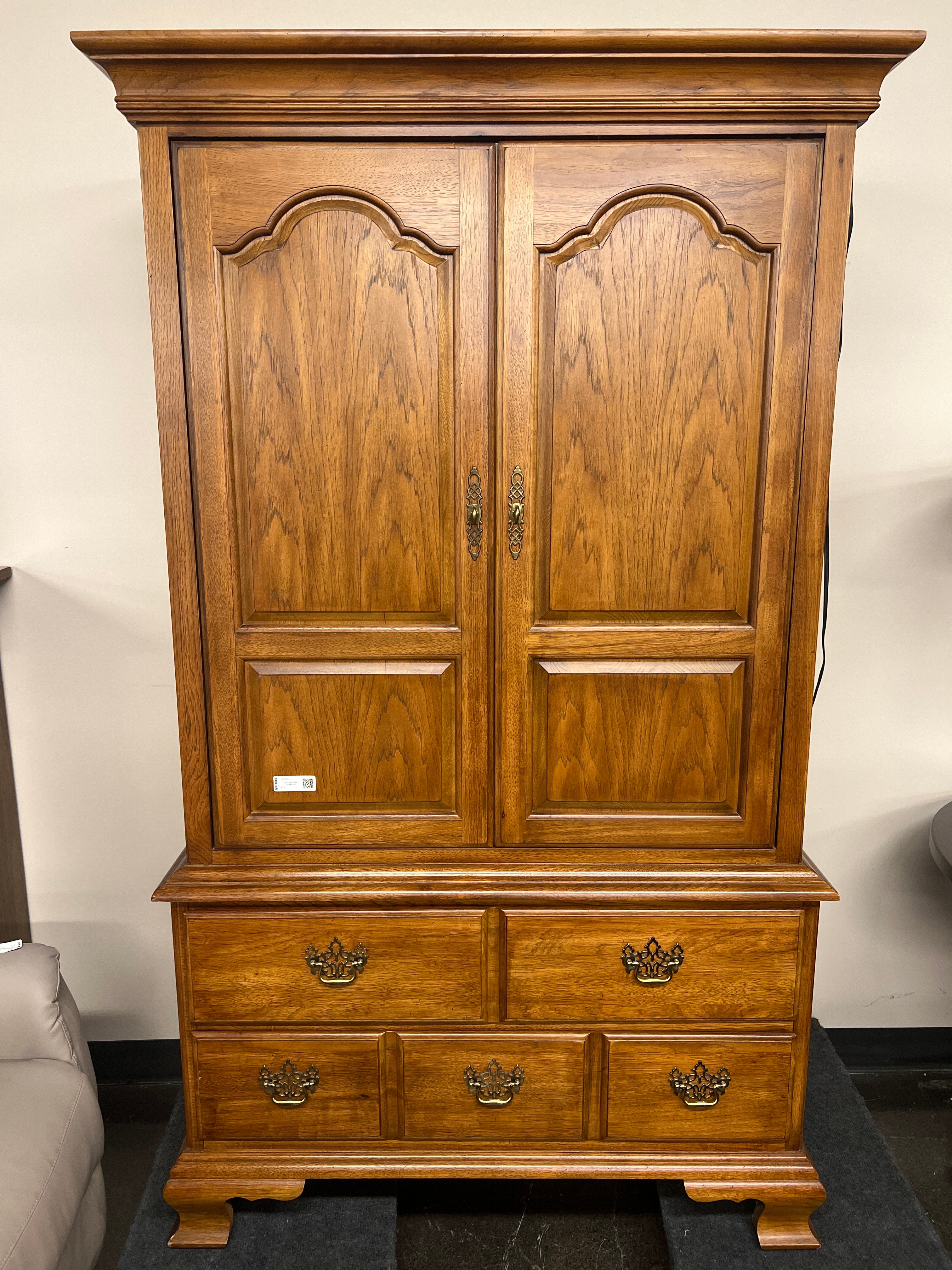 Narrow Media Cabinet with Metal Pulls