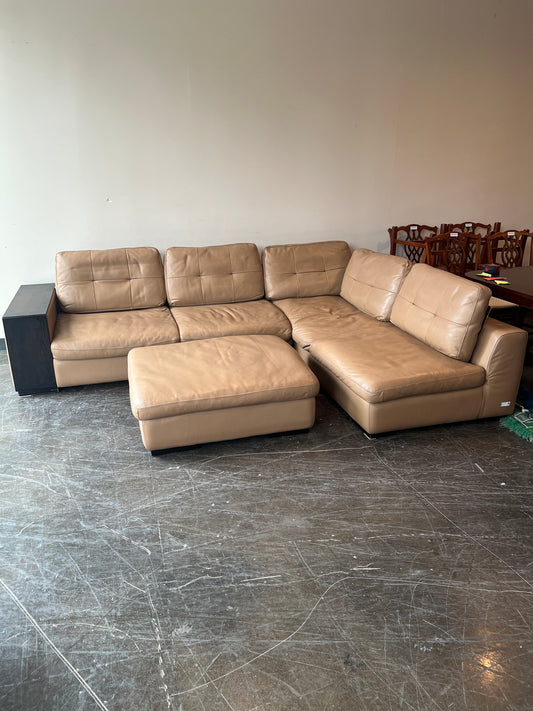 Kasala Tan Leather Sofa