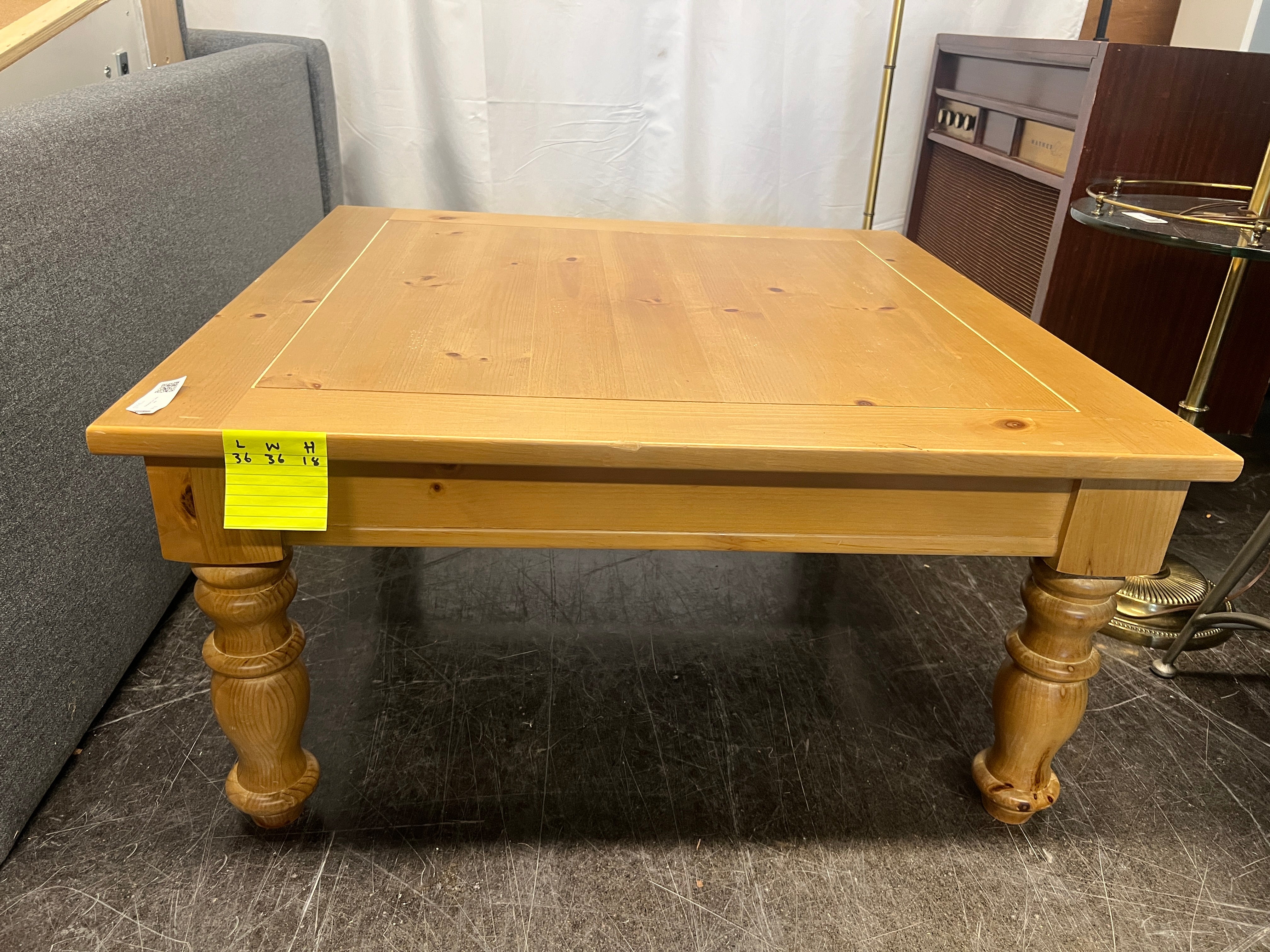 Square Rustic Pine Coffee Table