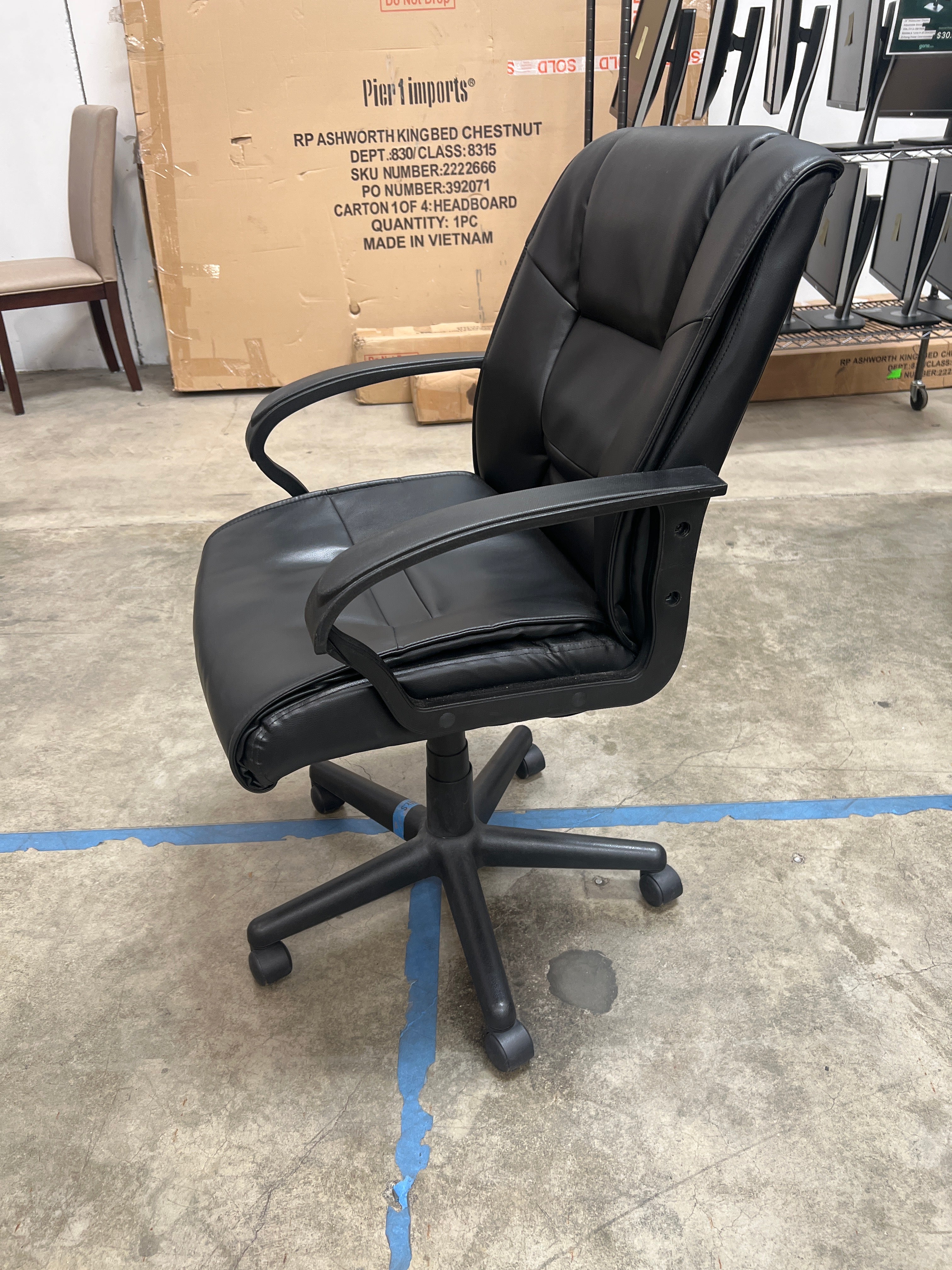 Comfortable Black Faux Leather Adjustable Swivel Office Chair