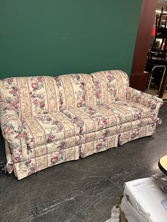 Floral Print Loveseat with Red Accents