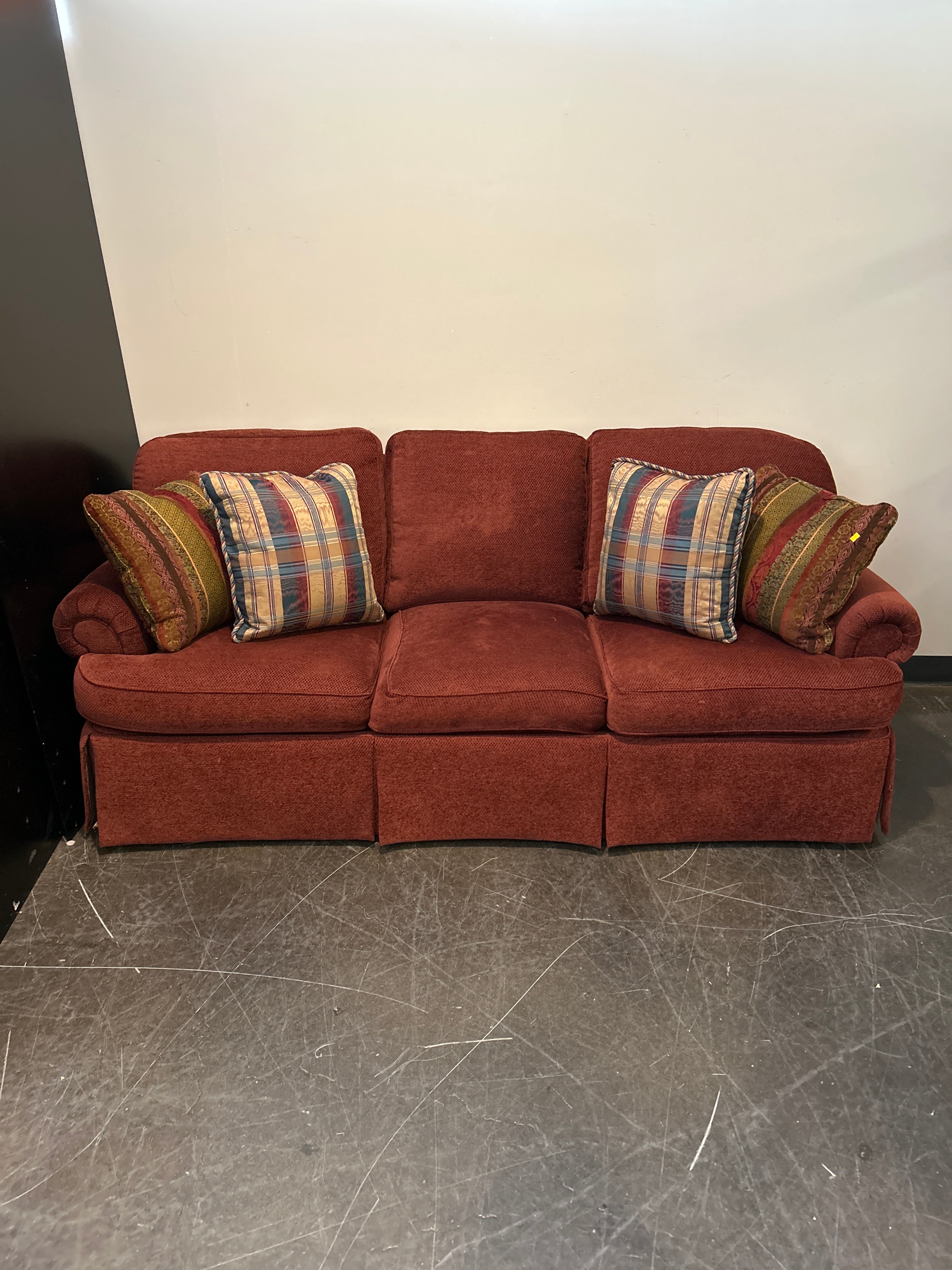 Sherrill Burgundy 3-Seater Sofa in Good Condition