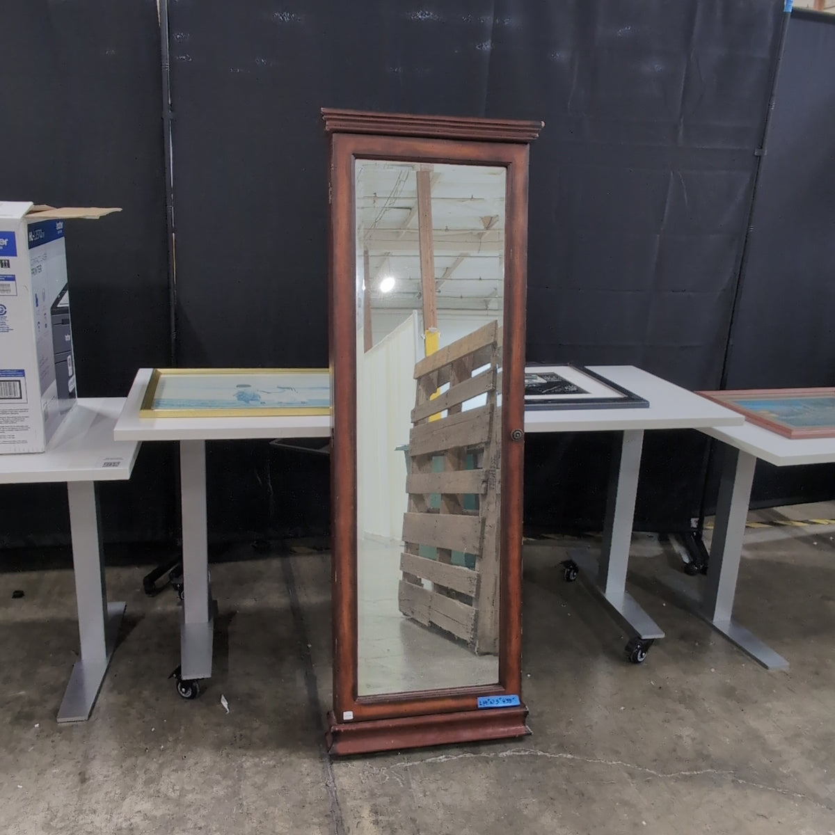 Dark Wood Mirrored Jewelry Armoire
