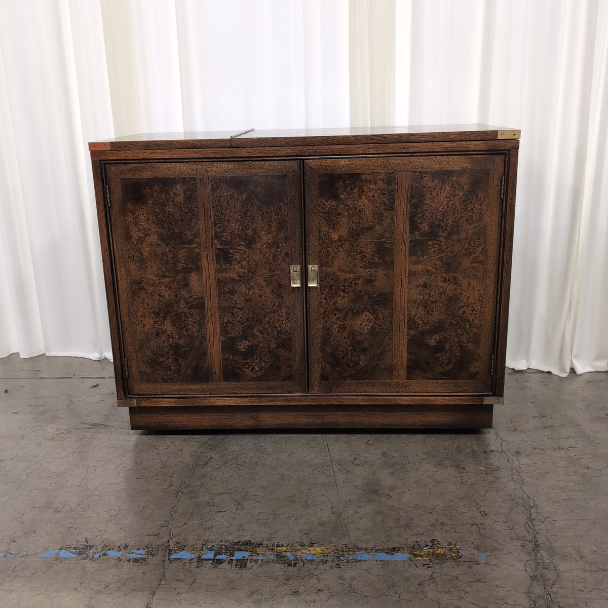 Traditional Dark Wood Storage Chest with Brass Accents