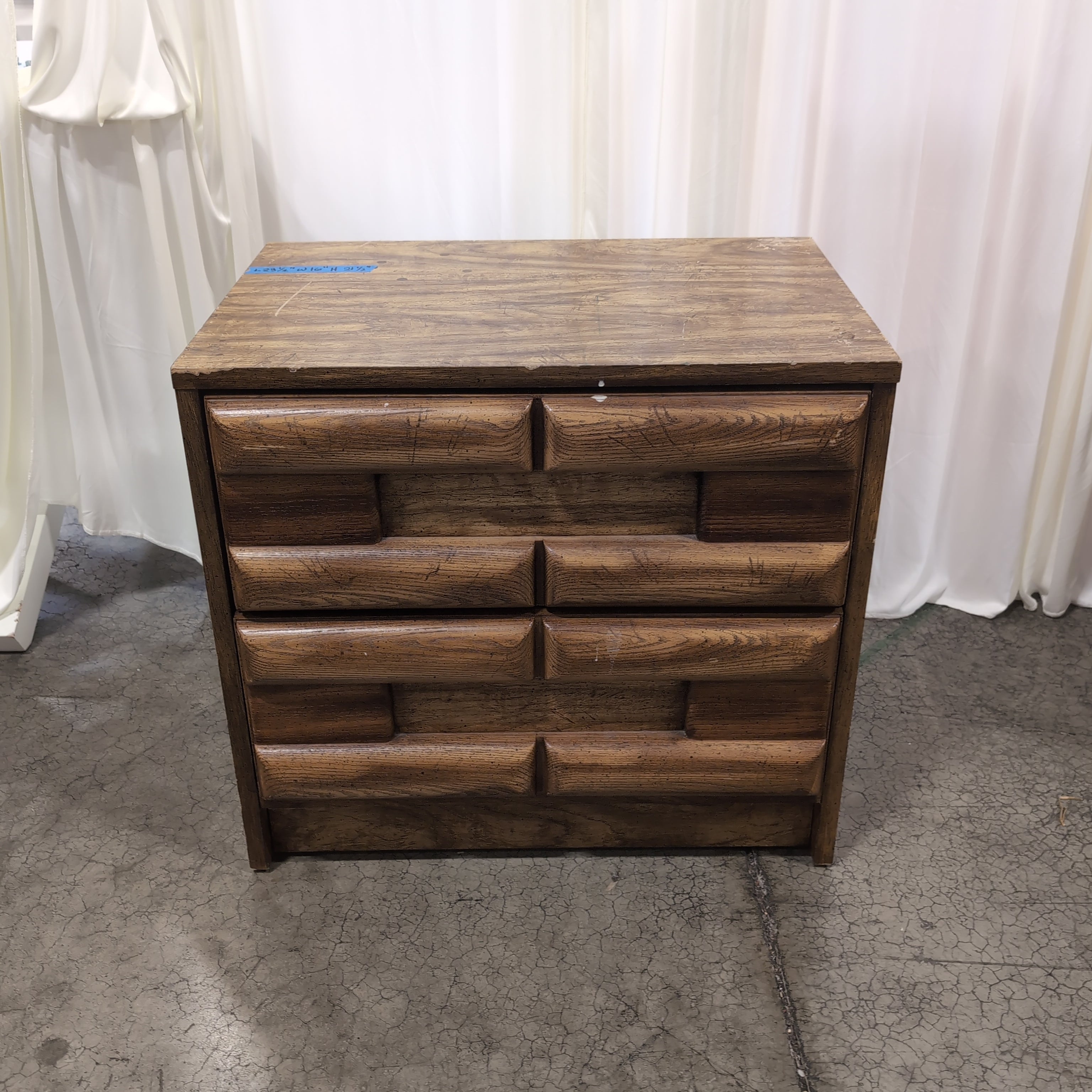 Brown Sculpted Wood Nightstand