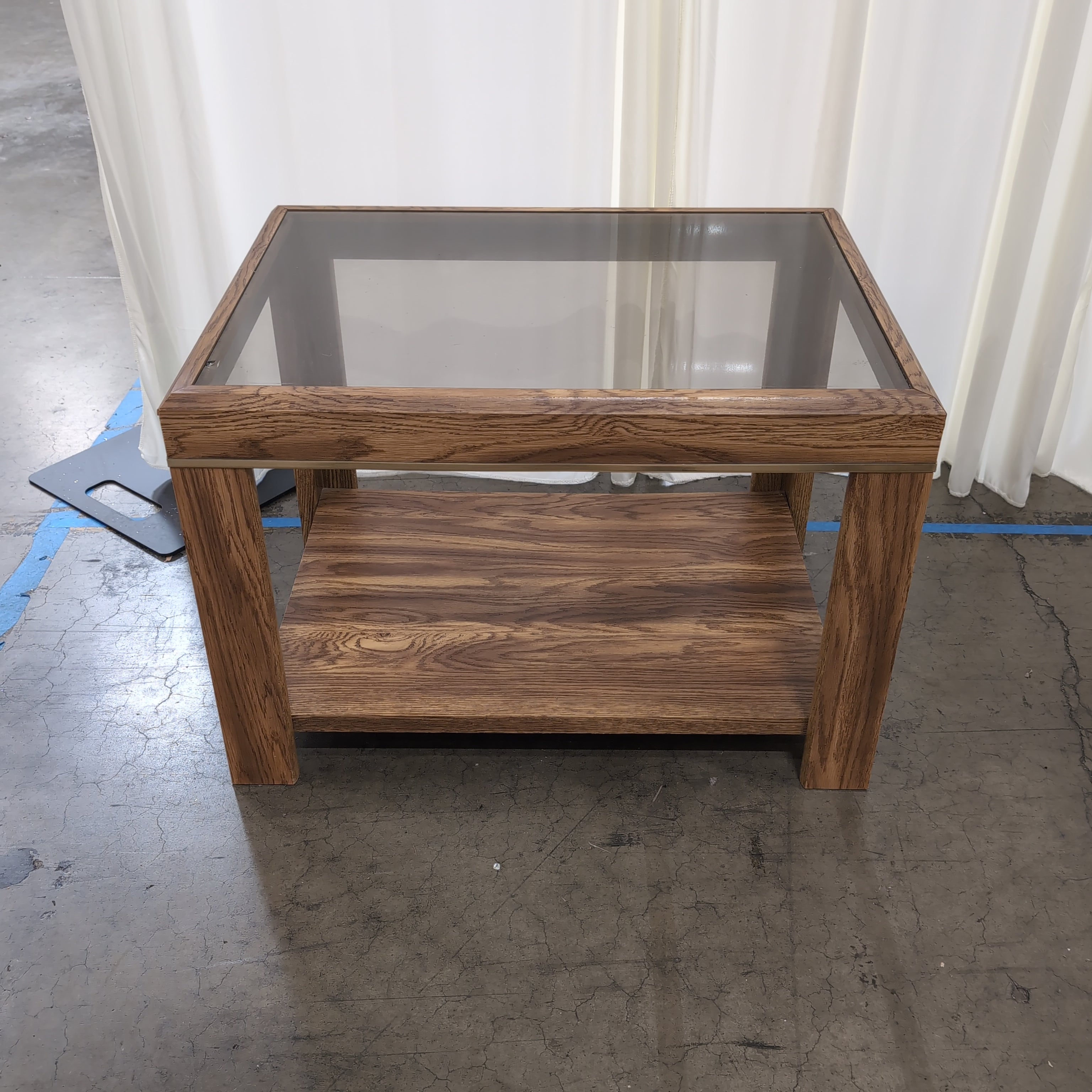 Square Wood Coffee Table with Glass Top