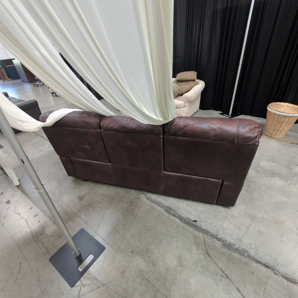 Classic Brown Leather Three-Seat Couch