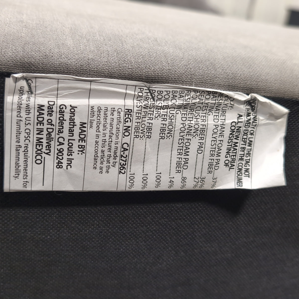Light Grey Upholstered Square Ottoman