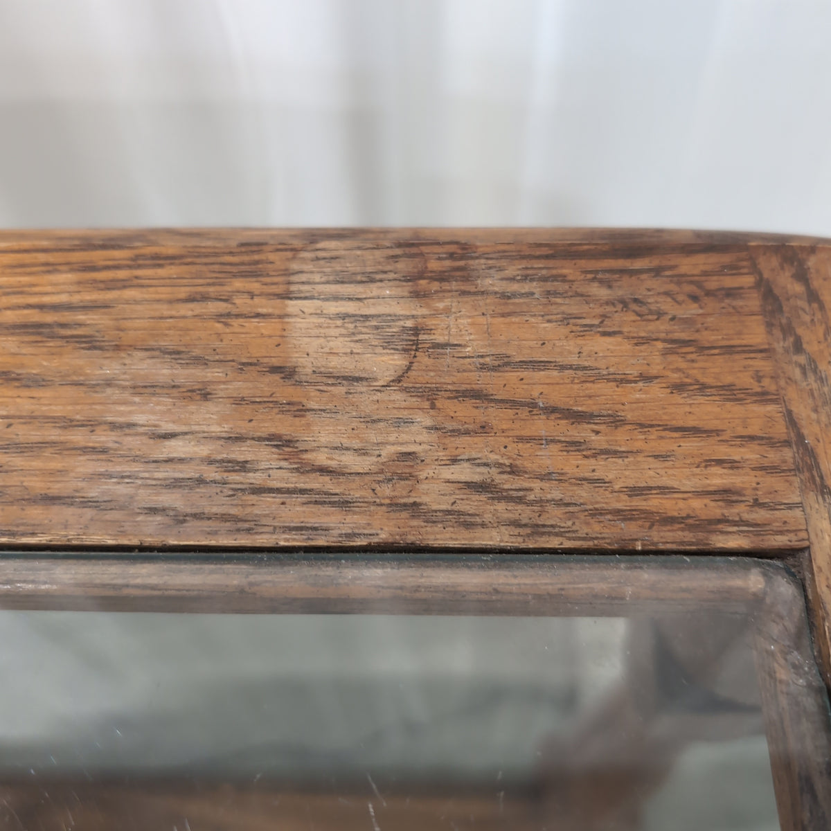 Medium Brown Wood End Table with Glass Top