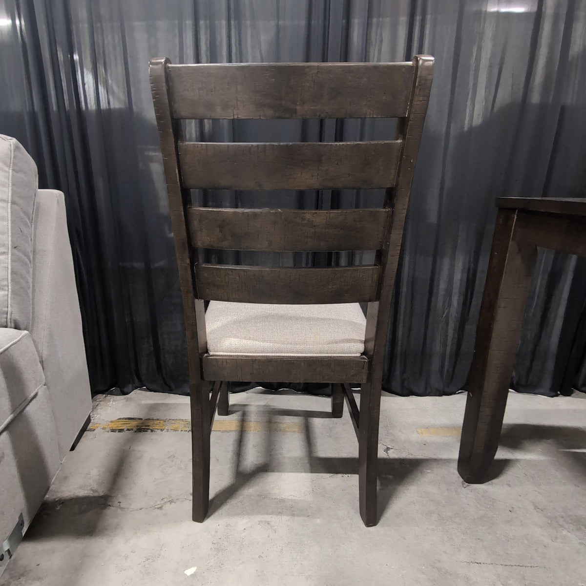 Dark Brown Hardwood Dining Table with Upholstered Seats