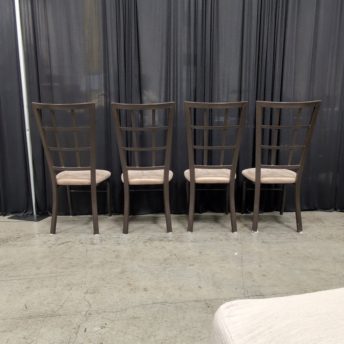 Set of Four Brown Metal Dining Chairs