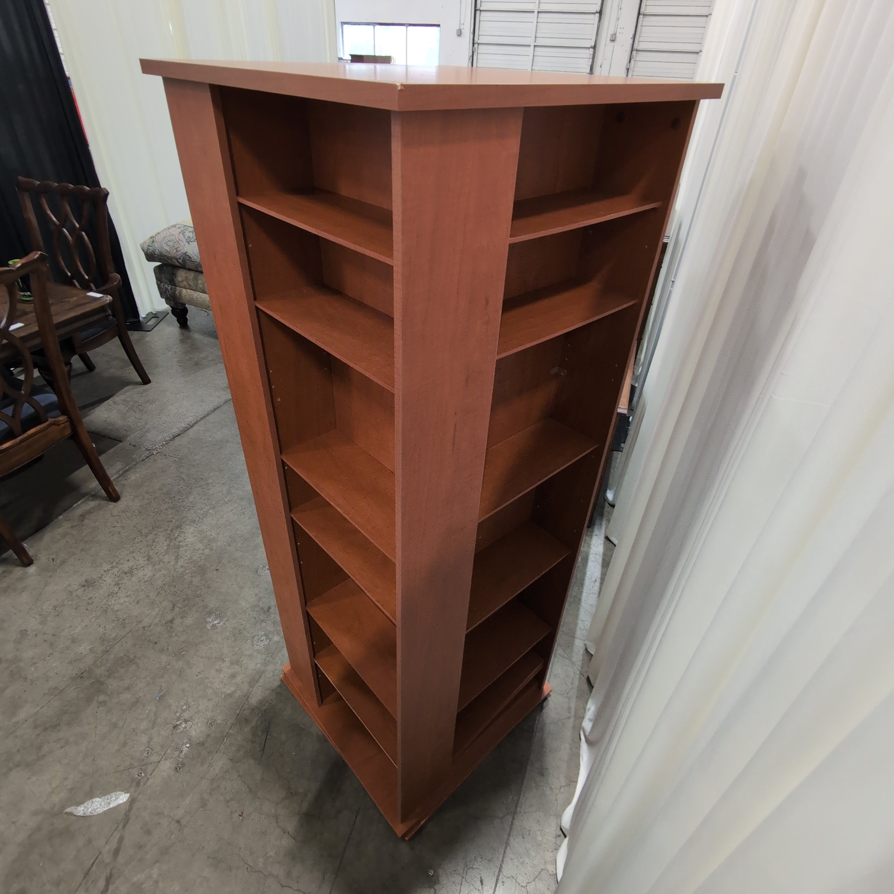 Asymmetrical Wood Bookcase with Multiple Shelves