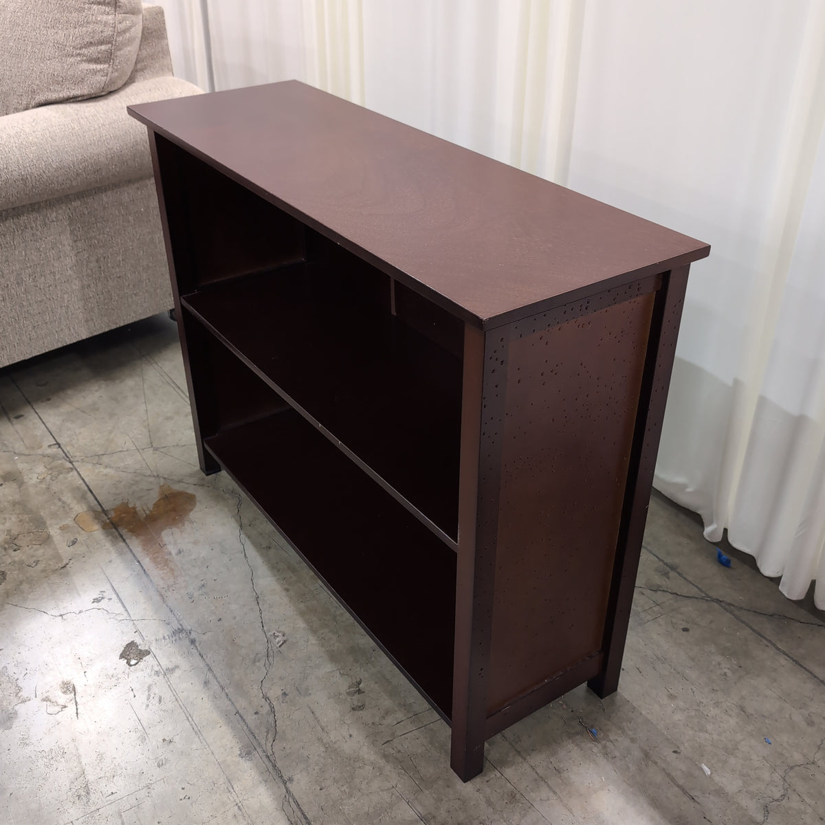 Dark Cherry Wood Two-Shelf Bookcase