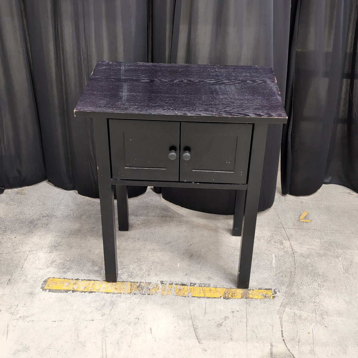Black Finish Wood End Table with a Single Drawer