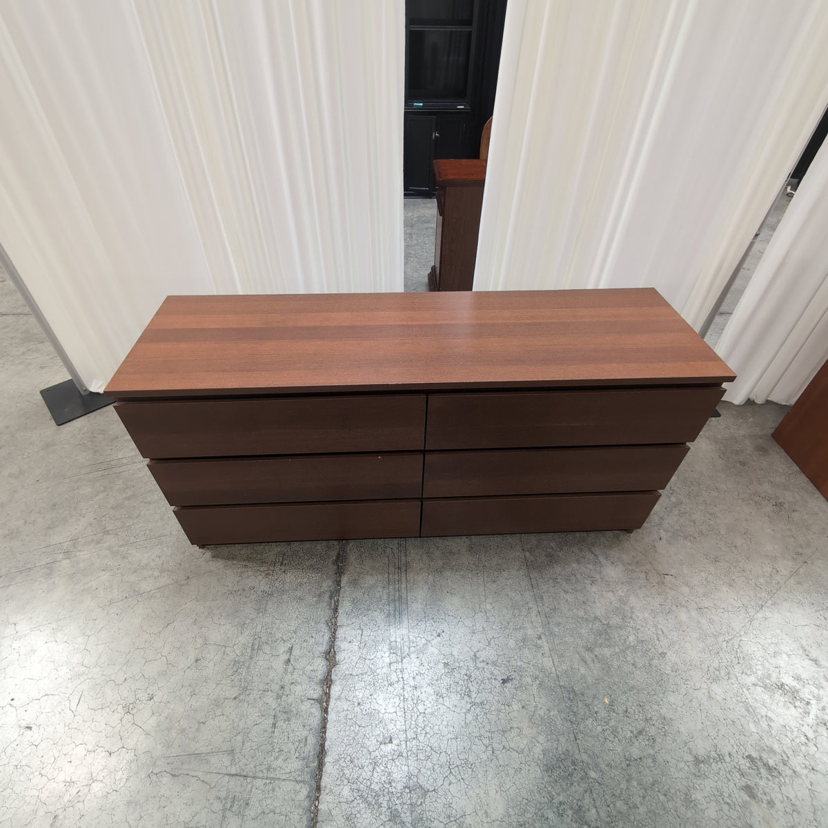 Warm Brown Six-Drawer Wood Dresser